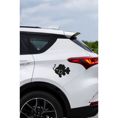 Balık Sticker – Sevimli Balık Figürlü Araba Oto Sticker - Motor Oto Sticker 15x12cm