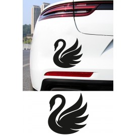 Kuğu Figürlü Araba Sticker - Zarif Kuğu Tasarım - Oto Motor Sticker 15x15cm