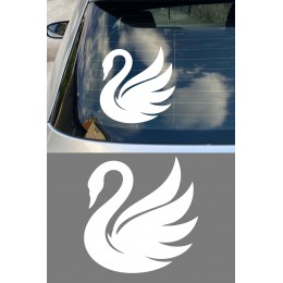 Kuğu Figürlü Araba Sticker - Zarif Kuğu Tasarım - Oto Motor Sticker 15x15cm