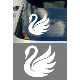 Kuğu Figürlü Araba Sticker - Zarif Kuğu Tasarım - Oto Motor Sticker 15x15cm