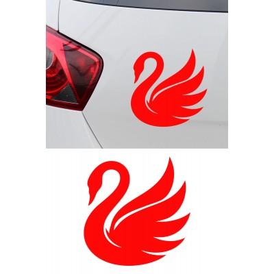 Kuğu Figürlü Araba Sticker - Zarif Kuğu Tasarım - Oto Motor Sticker 15x15cm