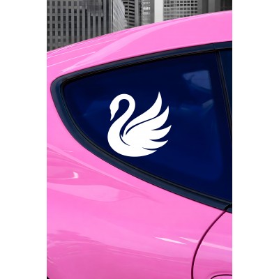 Kuğu Figürlü Araba Sticker - Zarif Kuğu Tasarım - Oto Motor Sticker 15x15cm