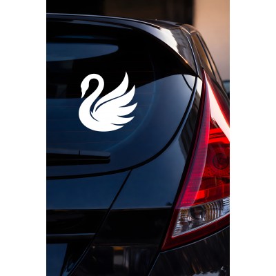 Kuğu Figürlü Araba Sticker - Zarif Kuğu Tasarım - Oto Motor Sticker 15x15cm