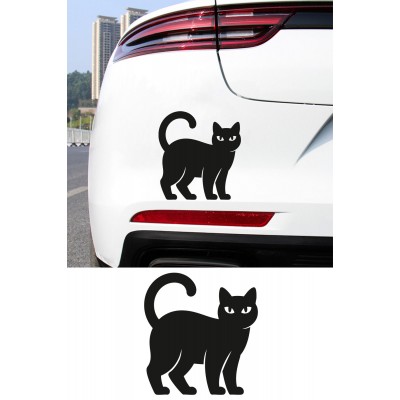 Kedi Figürlü Oto Sticker – Araba Dekor Sticker - Sevimli Kedi Stickerı 14x15cm