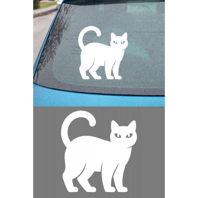 Kedi Figürlü Oto Sticker – Araba Dekor Sticker - Sevimli Kedi Stickerı 14x15cm