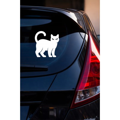 Kedi Figürlü Oto Sticker – Araba Dekor Sticker - Sevimli Kedi Stickerı 14x15cm