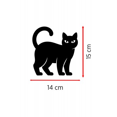 Kedi Figürlü Oto Sticker – Araba Dekor Sticker - Sevimli Kedi Stickerı 14x15cm