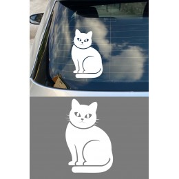 Şirin Kedi Oto Sticker - Kedi Araba Sticker - Sevimli Araç Dekoru 10x15cm