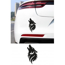 Uluyan Kurt Desenli Oto Sticker Araç Sticker - Kurt Araba Cam Sticker 8x15cm