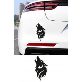 Uluyan Kurt Desenli Oto Sticker Araç Sticker - Kurt Araba Cam Sticker 8x15cm