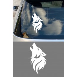 Uluyan Kurt Desenli Oto Sticker Araç Sticker - Kurt Araba Cam Sticker 8x15cm