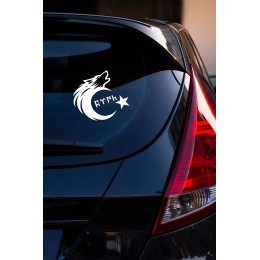 Türk Motifli Bozkurt Ay Yıldız Sticker - Türk Bayrağı Araba Motor Sticker 15x13cm