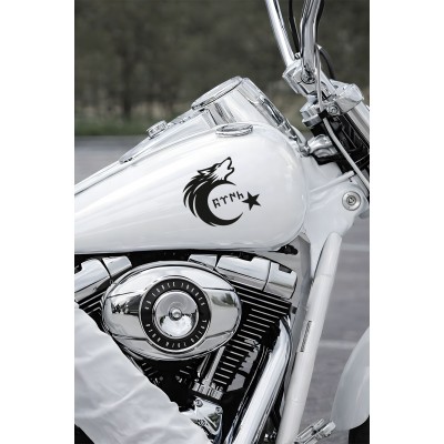 Türk Motifli Bozkurt Ay Yıldız Sticker - Türk Bayrağı Araba Motor Sticker 15x13cm