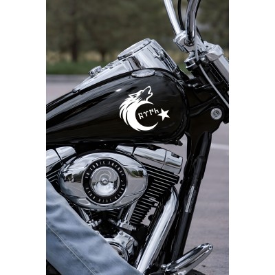 Türk Motifli Bozkurt Ay Yıldız Sticker - Türk Bayrağı Araba Motor Sticker 15x13cm