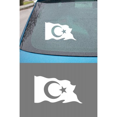 Türk Bayrağı Oto Sticker - Ay Yıldız Araç Cam Sticker - Dalgalı Türk Bayrağı 15x9cm