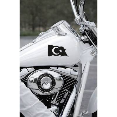 Türk Bayrağı Oto Sticker - Ay Yıldız Araç Cam Sticker - Dalgalı Türk Bayrağı 15x9cm