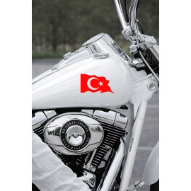 Türk Bayrağı Oto Sticker - Ay Yıldız Araç Cam Sticker - Dalgalı Türk Bayrağı 15x9cm