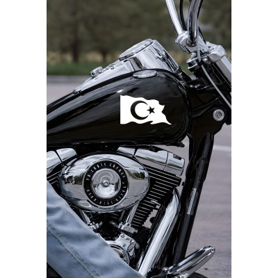 Türk Bayrağı Oto Sticker - Ay Yıldız Araç Cam Sticker - Dalgalı Türk Bayrağı 15x9cm
