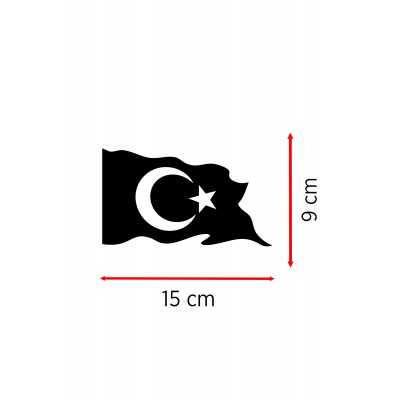 Türk Bayrağı Oto Sticker - Ay Yıldız Araç Cam Sticker - Dalgalı Türk Bayrağı 15x9cm