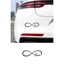 Love Sonsuzluk İşareti Sticker Araba Sticker - Aşk Yazılı Araç Motor Sticker 20x6cm