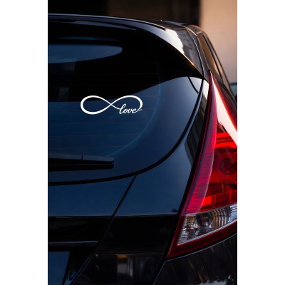 Love Sonsuzluk İşareti Sticker Araba Sticker - Aşk Yazılı Araç Motor Sticker 20x6cm