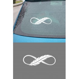 Tüy Desenli Sonsuzluk İşareti Oto Sticker - Minimal Araç Aksesuarı 20x7cm