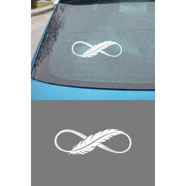 Tüy Desenli Sonsuzluk İşareti Oto Sticker - Minimal Araç Aksesuarı 20x7cm