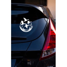 Sazlık ve Ördek Figürlü Oto Sticker - Ördek Sürüsü Araç Sticker 14x15cm
