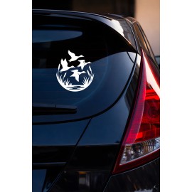 Sazlık ve Ördek Figürlü Oto Sticker - Ördek Sürüsü Araç Sticker 14x15cm