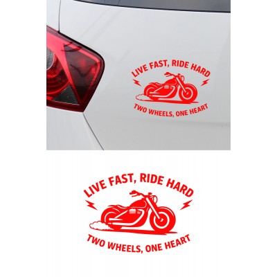 Motorcu Sticker - Biker Motorcycle Araç Motor Sticker - Live Fast Ride Hard Sticker 15x11cm