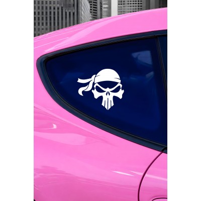 Kuru Kafa Figürlü Oto Sticker Araç Cam Sticker - Agresif Motor Araba Sticker 15x13cm