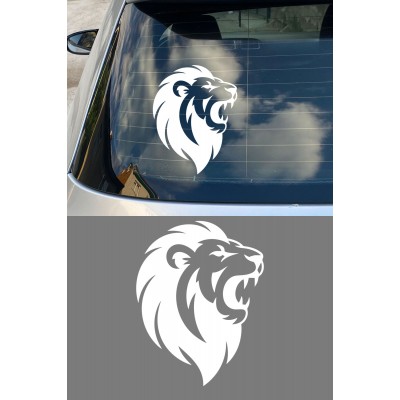 Kükreyen Aslan Oto Sticker - Agresif Aslan Sticker - Araba Motor Sticker 12x15cm