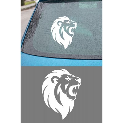 Kükreyen Aslan Oto Sticker - Agresif Aslan Sticker - Araba Motor Sticker 12x15cm