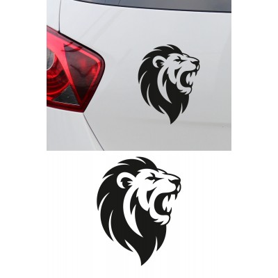 Kükreyen Aslan Oto Sticker - Agresif Aslan Sticker - Araba Motor Sticker 12x15cm