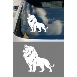 Kral Aslan Oto Sticker - Güçlü Aslan Figürlü Araç Sticker - Araba Aksesuar 15x13cm