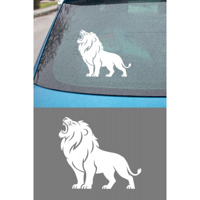 Kral Aslan Oto Sticker - Güçlü Aslan Figürlü Araç Sticker - Araba Aksesuar 15x13cm