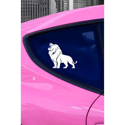 Kral Aslan Oto Sticker - Güçlü Aslan Figürlü Araç Sticker - Araba Aksesuar 15x13cm