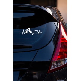 Kedi Köpek Dostluk Sticker - Evcil Hayvan Aşkı Oto Sticker - Araba Laptop Sticker Çıkartma 20x6cm