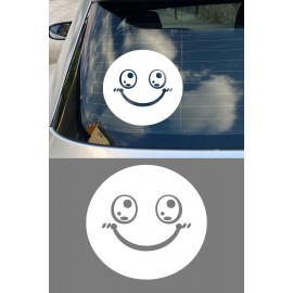 Şirin Emoji Sticker Araç Aksesuar - Tatlı Gülücük Emoji Sticker - Araba Oto Sticker 15x14cm