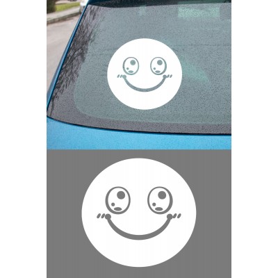 Şirin Emoji Sticker Araç Aksesuar - Tatlı Gülücük Emoji Sticker - Araba Oto Sticker 15x14cm