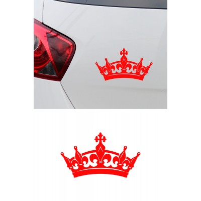 Taç Oto Sticker - Kraliyet Tacı Araba Cam Sticker - Araç Aksesuar 15x8cm