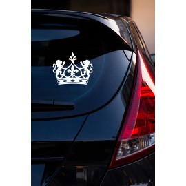 Aslan Figürlü Taç Sticker - Aslan Detaylı Taç Oto Sticker - Lüks Oto Aksesuar 15x12cm