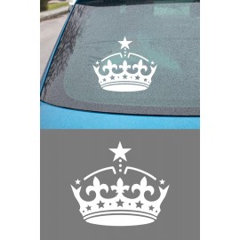Yıldızlı Taç Oto Sticker - Araç Cam Sticker - Yıldız Detaylı Taç Sticker 15x13cm