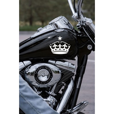 Yıldızlı Taç Oto Sticker - Araç Cam Sticker - Yıldız Detaylı Taç Sticker 15x13cm