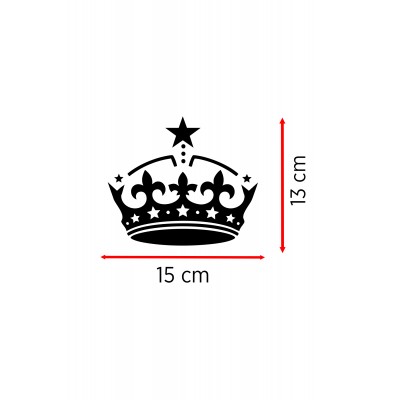 Yıldızlı Taç Oto Sticker - Araç Cam Sticker - Yıldız Detaylı Taç Sticker 15x13cm