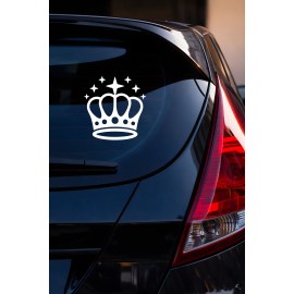 Yıldızlı Minimal Taç Oto Sticker - Taç Araç Cam Sticker 15x15cm