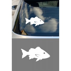 Balık Silüet Araç Cam Sticker - Balıkçı Sticker - Oto Sticker 15x8cm