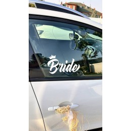 Bride Groom Araba Camı Sticker Seti - Gelin Damat Düğün Arabası Çıkartması - Düğün Arabası Stickerı 20cm