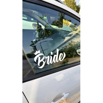 Bride Groom Araba Camı Sticker Seti - Gelin Damat Düğün Arabası Çıkartması - Düğün Arabası Stickerı 20cm