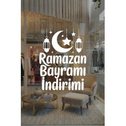 Ramazan Bayramı İndirimi Yazılı Cam Vitrin Sticker - Mağaza Vitrin Yazısı Bayram Dekoru